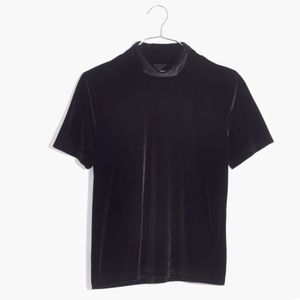 Madewell Black Velvet Mockneck Tee